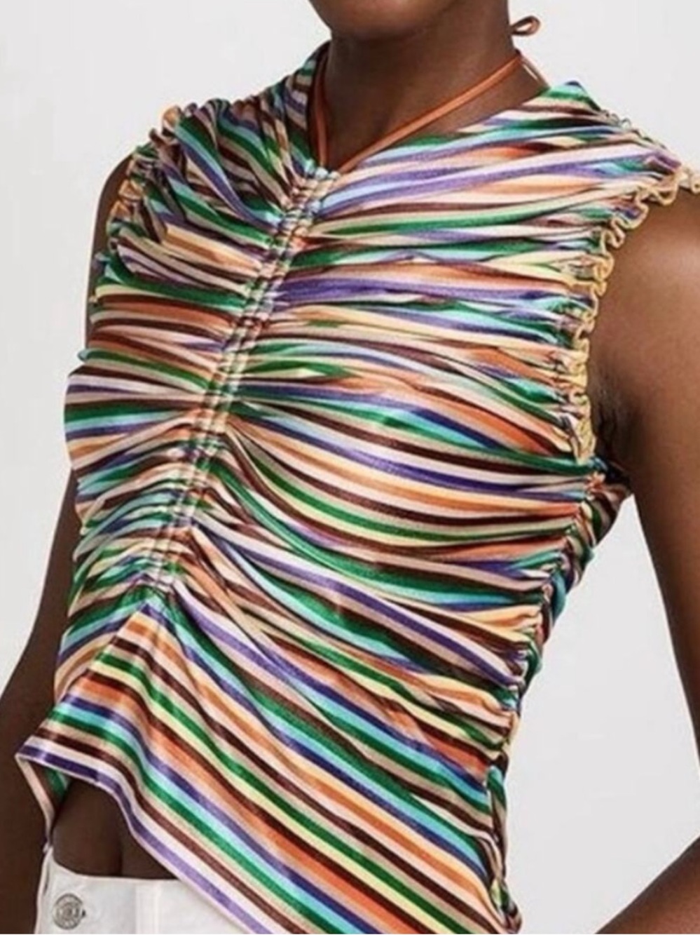 SIEDRES Multicolor Striped Ruched Tank Top - Picture 3 of 12